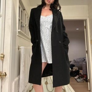 Missguided Women's Black Double-Breasted Coat